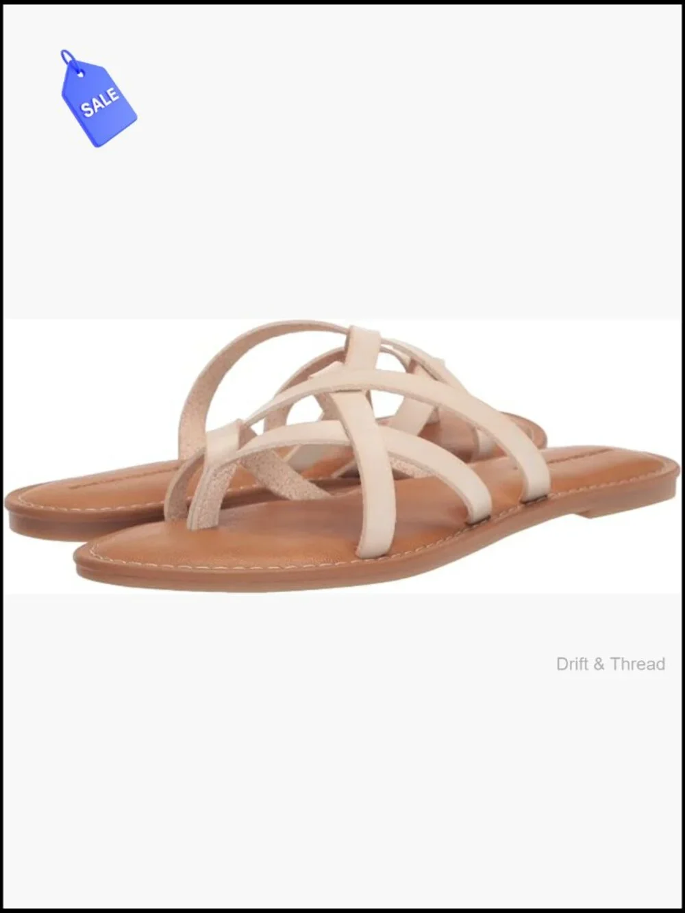 Women's Strappy Slide Flat Sandals, Slip On Comfort Sandals